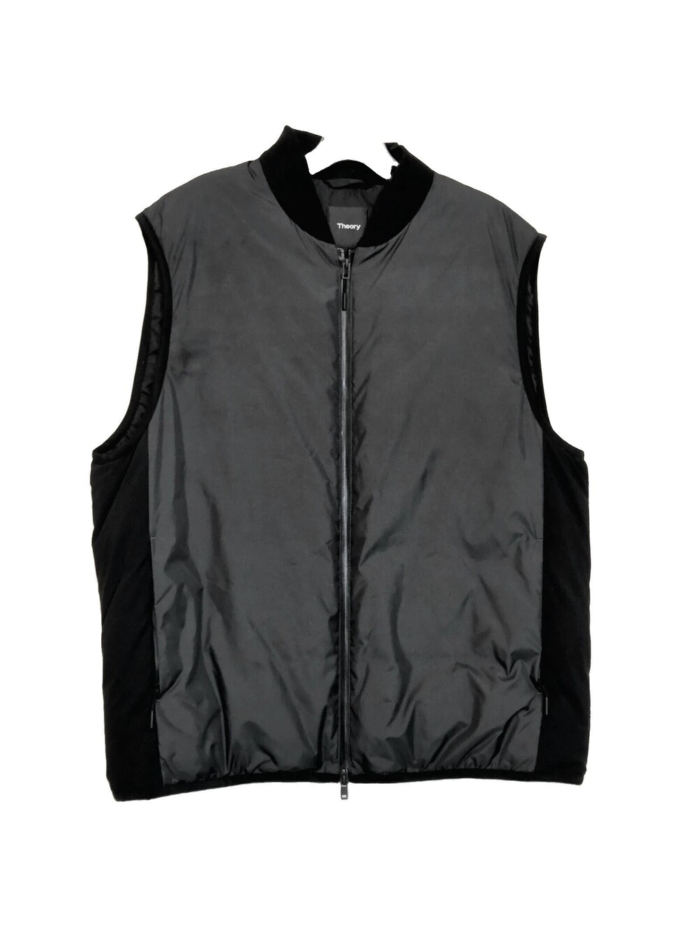 Theory Greene Treck Vest Mens XL Minimalist Grey Black Down Luxury EUC